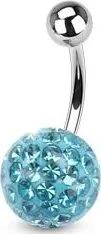 piercing NUBIS® Piercing do pupíku s kamínky Crystals From Swarovski® AQUA - BS01015Q-10