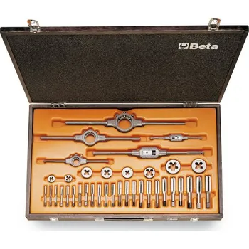 Závitořezný nástroj SADA ZÁVITNÍKŮ A ZÁVITOVÝCH OČEK-MODEL 446ASC/C37 37 ČÁSTÍ (Sada závitníků a závitnic z chromové oceli, závit UNC, a příslušenství v dřevěném pouzdře)