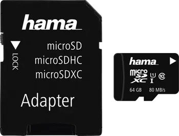 Paměťová karta Hama microSDXC 64 GB Class 10 UHS-I U1 + SD adaptér (124140)
