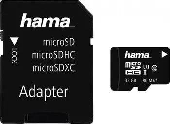 Paměťová karta Hama microSDHC 32 GB Class 10 UHS-I U1 + SD adaptér (124139)