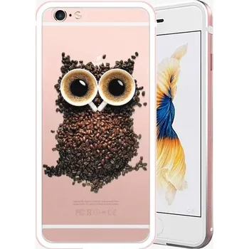 Pouzdro na mobilní telefon iSaprio Owl And Coffee pro Apple iPhone 6 Plus/6s Plus Rose Gold