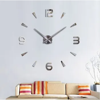 Hodiny Nástěnné samolepicí 3D hodiny Barevná varianta: Stříbrná, Varianta: 87cm