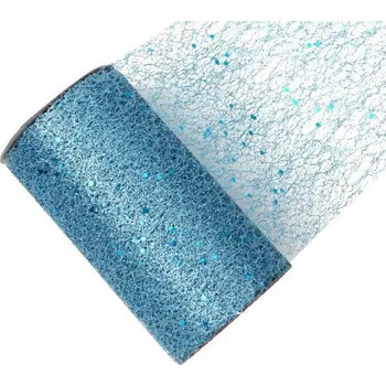 Stuha Stuha síťovaná s glitrem 15cm x2,7m modrá 304934