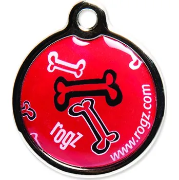 psí známka Rogz Metal Red Bone kovová L