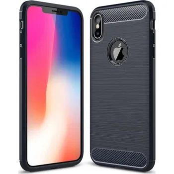 Pouzdro na mobilní telefon Odolný kryt ve stylu broušeného karbonu pro iPhone XS Max - tmavě modrá