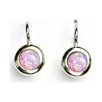 Náušnice Stříbrné náušnice, růžový syntetický opál, náušnice s opálem, NK 1470