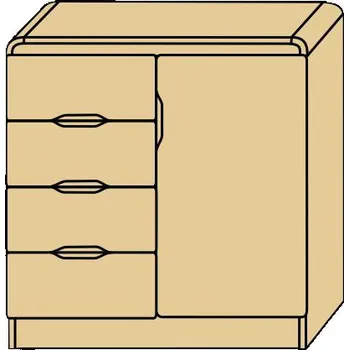 Komoda kombinovaná komoda z masivu AZIZI VIII (dřevěná kombinovaná komoda)