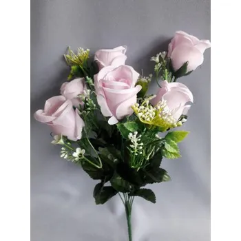 umělá květina Růže kytice s gypso H313/sv. fialová