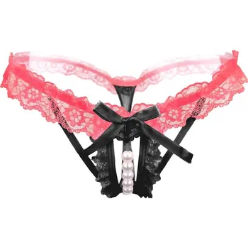 Dámské erotické kalhotky IGNITE Dámská erotická tanga v černo-růžové barvě + Doprava zdarma