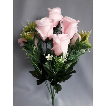 umělá květina Růže kytice s gypso H313/sv. růžová