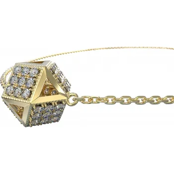 Souprava šperků Klenoty Budín Zlatý náhrdelník velká Kostka - COUPLE ve žlutém zlatě s broušenými kubickými zirkony 585/1000 6640034 (Klenoty Budín Zlatý náhrdelník velká Kostka - COUPLE ve žlutém zlatě s broušenými kubickými zirkony 585/1000 6640034)