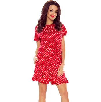 Dámské šaty Dámské červené puntíkové šaty B63/10 (Dámské šaty)