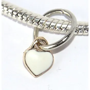 Přívěsek Korálek Fashion Jewerly - Přívěsek Srdce Drobné Zlaté s Bílou glazurou, Elegant Heart Gold Lady 2349