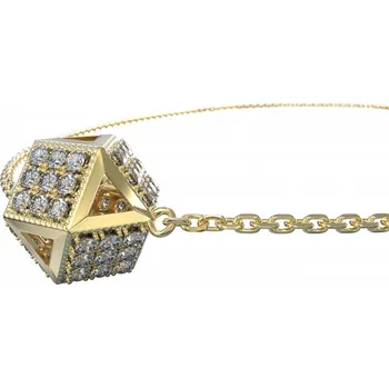 Souprava šperků Klenoty Budín Zlatý náhrdelník Kostka - COUPLE ve žlutém zlatě s broušenými kubickými zirkony 585/1000 6640033 (Klenoty Budín Zlatý náhrdelník Kostka - COUPLE ve žlutém zlatě s broušenými kubickými zirkony 585/1000 6640033)