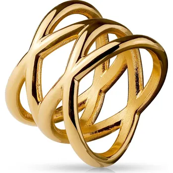 Prsten Šperky4U Dámský zlacený proplétaný ocelový prsten - velikost 55 - OPR1660-55