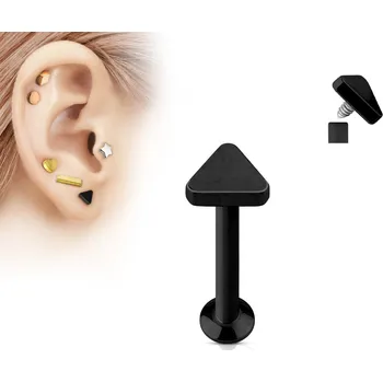 Piercing Šperky4U Černý piercing do brady - labreta 1,2 x 6 mm, trojúhelník - LB1027K-1206
