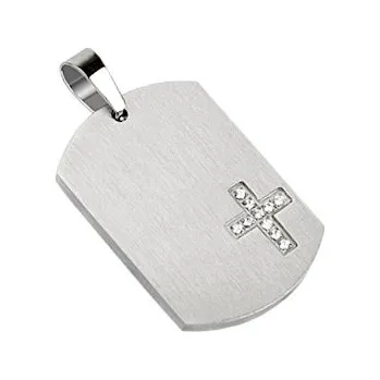 Přívěsek Šperky4U Ocelový přívěšek - destička s křížkem - DR1017