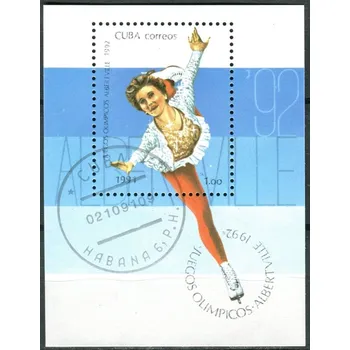 Poštovní známka (1991) MiNr. 3515 - Block 125 - O - Kuba - Zimní olympijské hry 1992, Albertville