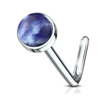 Piercing Šperky4U Zahnutý piercing do nosu - sodalit - N0094-SD