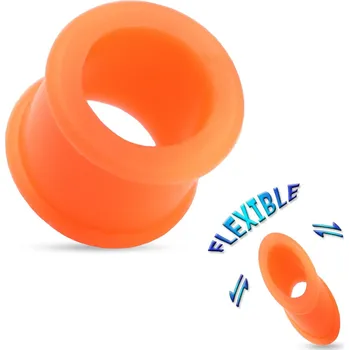 Módní doplněk Šperky4U Tunel do ucha ze silikonu oranžový - TN01102-04
