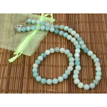 Souprava šperků Kalcit zelený šperky sada - náhrdelník + náramek kuličky 8mm