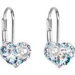 EVOLUTION GROUP CZ Dívčí stříbrné náušnice srdíčka s krystaly Crystals from Swarovski® AQUAMARINE AB - 31125.9 aquamarine AB