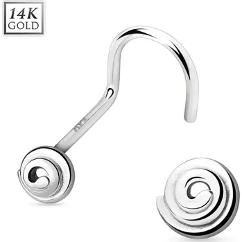 Piercing Šperky4U Zlatý piercing do nosu - spirála, Au 585/1000 - ZL01021-WG