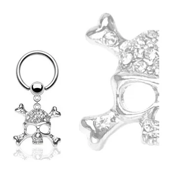 Piercing Šperky4U Piercing - kruh s ozdobnou lebkou 1,2 x 10 mm - K01009