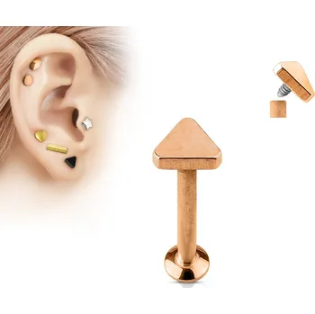 Piercing Šperky4U Zlacený piercing do brady - labreta 1,2 x 6 mm, trojúhelník - LB1027RD-1206