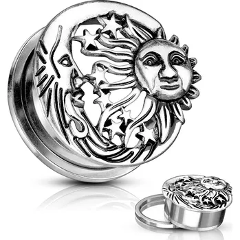 Piercing Šperky4U Plug do ucha s měsíc/slunce - PL01226-06