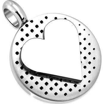 Přívěsek Šperky4U Ocelový přívěšek - kulatá destička se srdcem - OPP1604