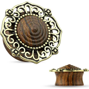 Piercing Šperky4U Dřevěný plug do ucha s ornamenty - PL01195-06