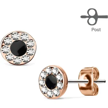 Náušnice Šperky4U Zlacené náušnice s čirými zirkony - BX1038-RDC