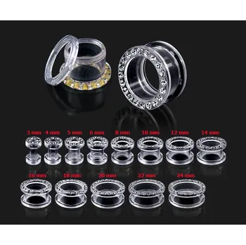 Piercing Šperky4U Šroubovací tunel do ucha s čirými zirkony - TN01012-16