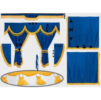 Dámská erotická souprava Záclonka komplet XXL modrá / třásně žluté