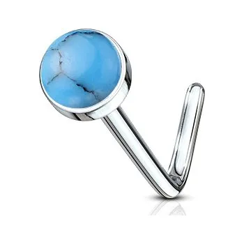 Piercing Šperky4U Zahnutý piercing do nosu - tyrkys - N0094-TQ