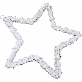 Vánoční dekorace Hvězda proutěná bílá 25x25 cm