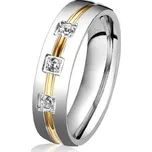 Šperky4U Ocelový prsten se zirkony, šíře 5 mm - velikost 49 - OPR0039-Zr-49