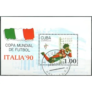 Poštovní známka (1990) MiNr. 3362 - Block 117 - O - Kuba - Mistrovství světa ve fotbale, Itálie