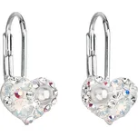 EVOLUTION GROUP CZ Dívčí stříbrné náušnice srdíčka s krystaly Crystals from Swarovski® CRYSTAL AB - 31125.9 White AB