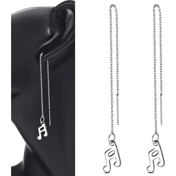 Náušnice Šperky4U Provlékací ocelové náušnice s notami - OPN1528-ST