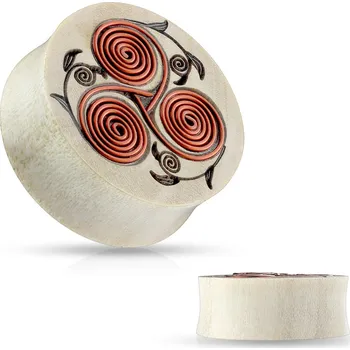 Piercing Šperky4U Dřevěný plug do ucha se spirálami - PL01197-19