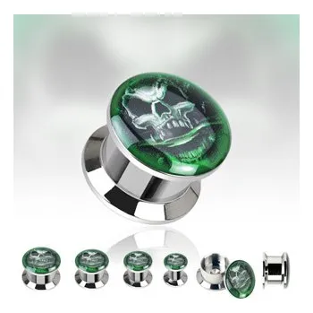 Piercing Šperky4U Ocelový šroubovací plug do ucha "lebka" - PL01065-12