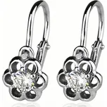 Šperky4U Stříbrné dětské náušnice kytičky, čiré zirkony - ZB53502-C