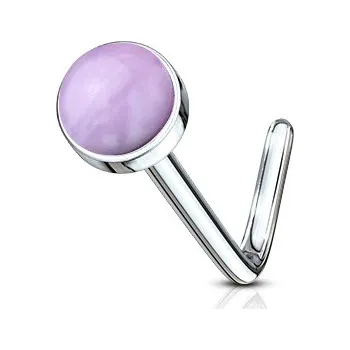 Piercing Šperky4U Zahnutý piercing do nosu - růžový ametyst - N0094-AM