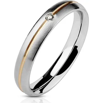 Módní doplněk Šperky4U Dámský ocelový prsten se zirkonem - velikost 60 - OPR0028-4GD-60