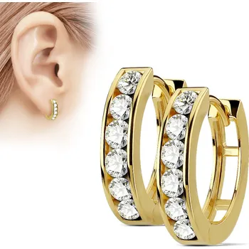 Náušnice Šperky4U Zlacené náušnice kroužky se zirkony - BX1041-GDC