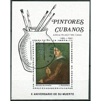 Poštovní známka (1978) MiNr. 2343 - Block 56 - O - Kuba - Obrazy: Amelia Pelaez - L. Romañach: Portrét Amelie