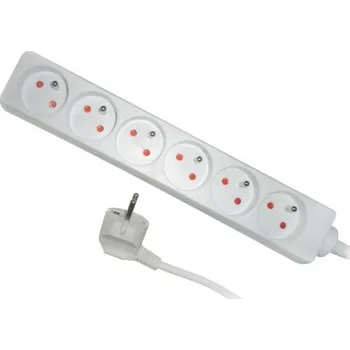 Síťový kabel Kabel prodlužovací 5 m, 6 zásuvek