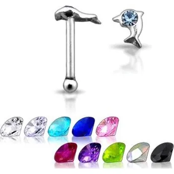 Piercing Šperky4U Stříbrný piercing do nosu - delfínek - N01043-R